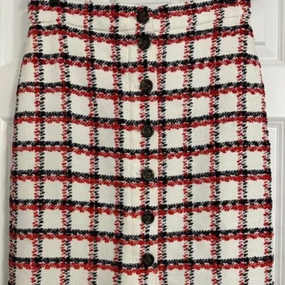 Ann Taylor Plaid Tweed Button Pencil Skirt Size Medium - Picture 3 of 3